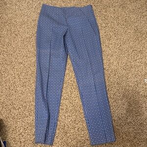 Carlisle Size 12 Blue White patterned side zip dress pants NWOT B1015